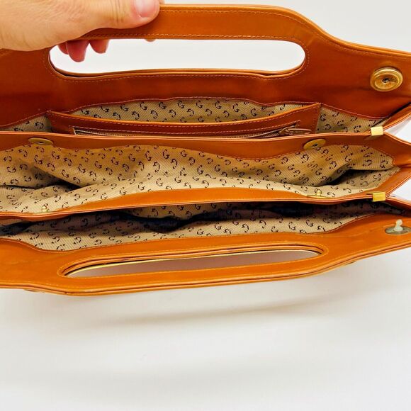 Eberle Vintage Brown Clutch Envelope Bag Purse three pockets 1970's Brazil 14X7 - Picture 6 of 11